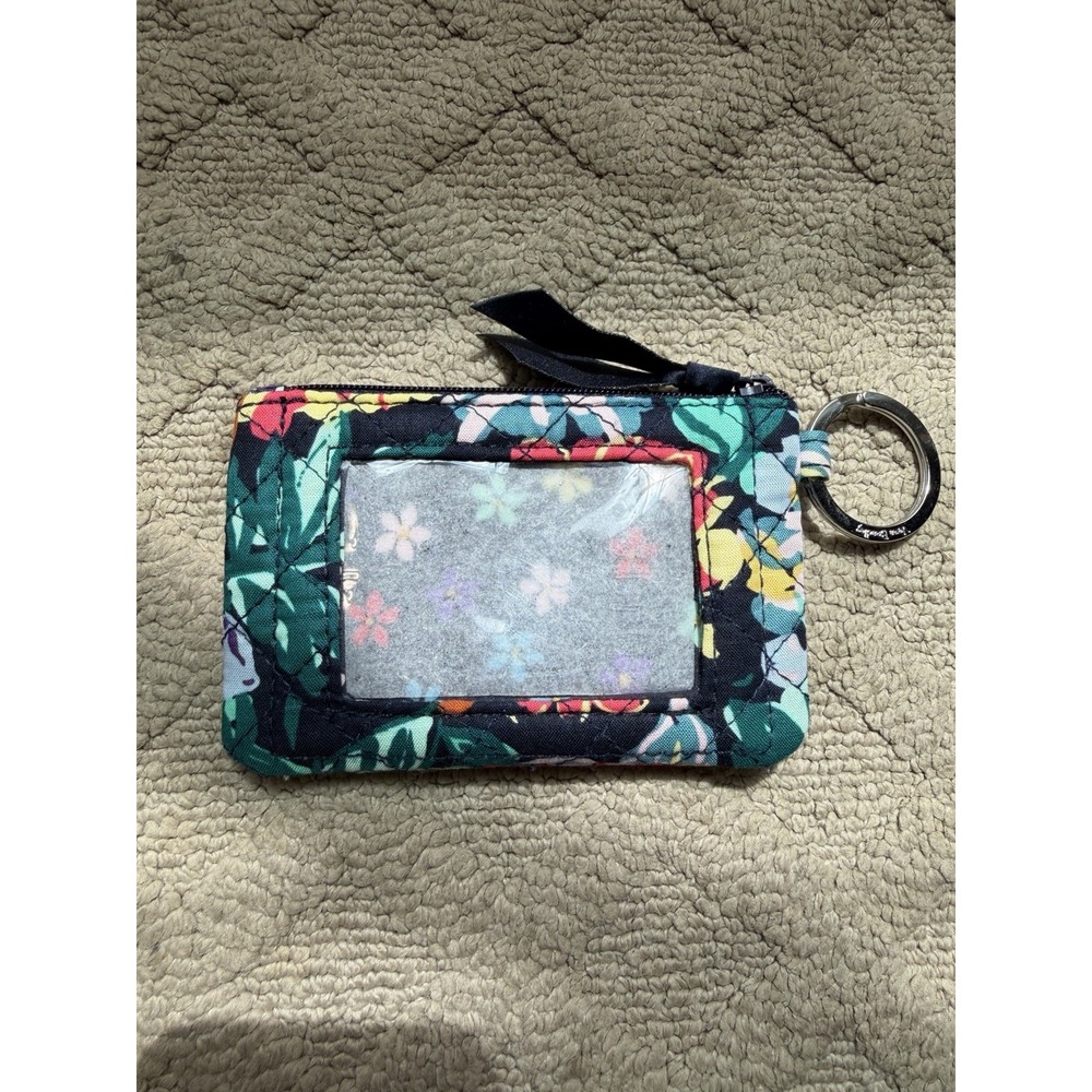 Vera Bradley Women's Zip ID Case Happy Blooms Pattern Multicolor Cotton